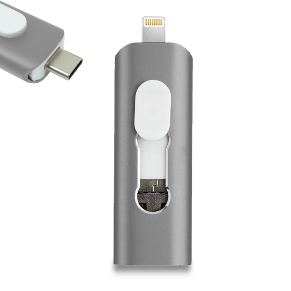 Pen Drive 3 en 1, multiconexión: Lightning (iPhone / iPad), TIPO-C y Micro-USB