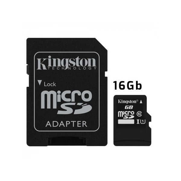 Tarjeta de Memoria Micro SD con Adaptador x 16 GB (Clase 10)